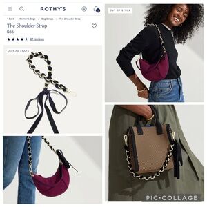 NWT Rothy’s The Shoulder Strap - Velvet Black Chain  - 275-001